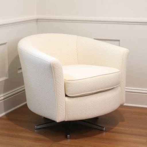 Our best-selling armchair, a swivel chair with a comfortable bucket seat upholstered in cream boucle
