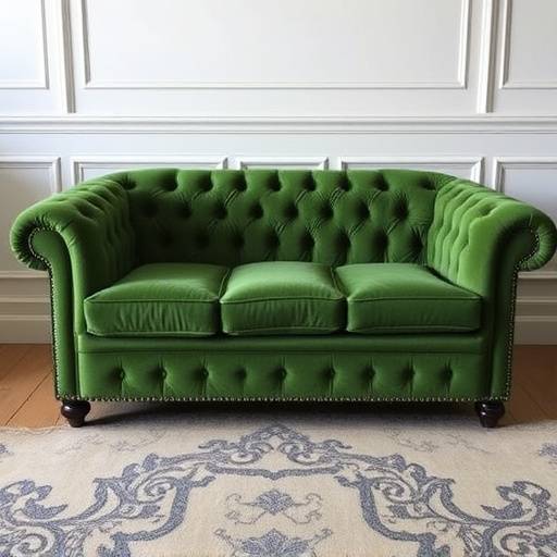 Our best-selling sofa, a classic chesterfield style upholstered in dark green velvet