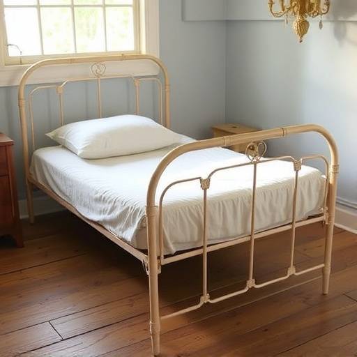 The 'Olympic' twin-size metal bed frame with a vintage-inspired design.
